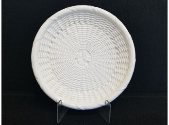 Tiffany & Co Large Round Porcelain Serving Tray 15' White Wicker Pattern