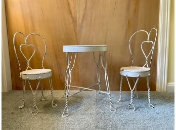 Paint Decorated DOLL Sized Metal Bistro Set