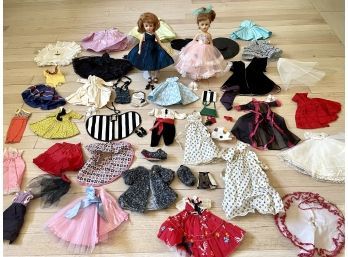 1957 Arranbee Miss Coty & Miss Revlon 10.5' Fashion Dolls With Extensive Outfit Collection
