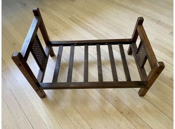 Wood Doll Bed With Caned Details