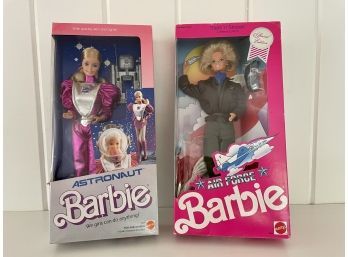 Astronaut Barbie (1985) & Air Force Barbie (1990) - In Original Unopened Packages
