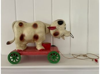Vintage 1950s Cassie The Cow Pull Toy By Aladdin USA