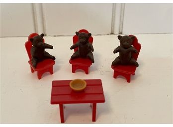 Vintage Plastic Miniature Three Bears Set