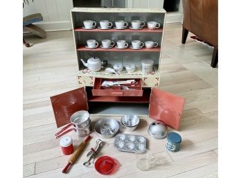 Vintage Ideal Toy Metal Cupboard With Kitchen Accessories Including From N.C. Joseph Ltd, England