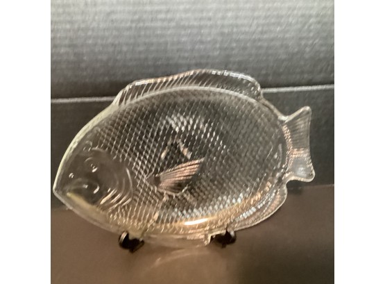 Vintage Arcoroc France Clear Glass Fish Shaped Plate