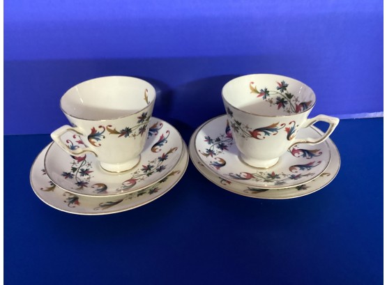 Vintage Pair Royal Tara Raphoe Tea Cup, Saucer And Bread Plates