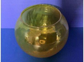 Vintage Yellow Vaseline Style (?) Glass Rose Bowl