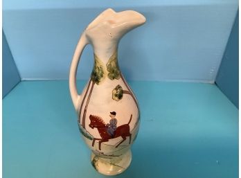 Vintage Hand Decorated Furlan Italian Porcelain Equestrian Scene Bischoff Cherry Wine Decanter