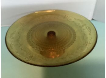 Vintage Footed Amber Tiara Glass Cake Stand (12 Inches In Diameter)