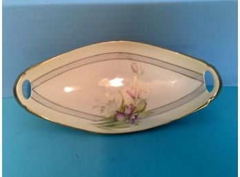 Vintage Hand Painted Lustre Tischenreuth Bavaria Oval Bowl - 8 1/2 Inches In Length