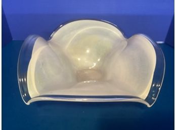 Vintage Large Murano Cased Milk Glass Centerpiece Bowl