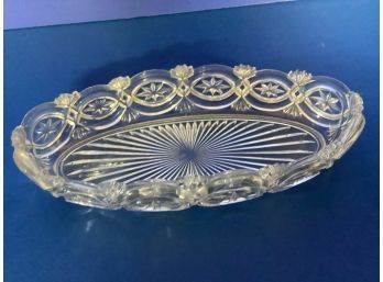 Vintage Oval Pressed Glass Scalloped Rim Candy/Nut Dish