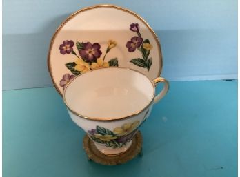 Vintage Salisbury English Bone China White Floral Teacup And Saucer Set