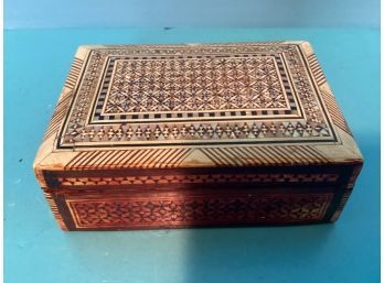 Vintage Moroccan (?) Wood Hinged Keepsake Box