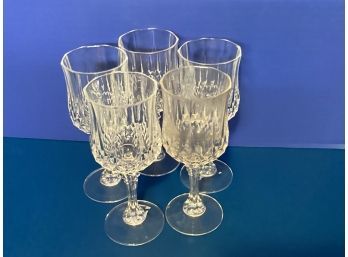 Vintage Set Of Four (4) Crystal D'Arques Stemmed  Wine Glasses