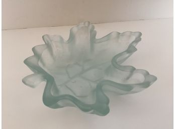 Vintage Leaf Frosted Glass Candy/Nut Dish