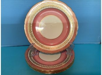 Vintage Set Of Four (4) Aynsley Bone China Pink Salad Plates (8  Inches In Diameter )gently Used