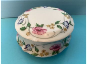 Vintage French Limoges Round Floral Covered Trinket Box