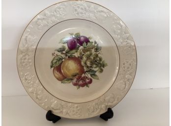 Vintage M & R USA Hand Painted Round Embossed Fruit Plate,