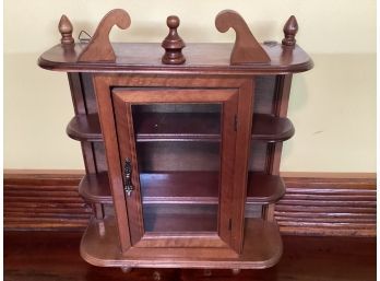Vintage Small Wall Mountable Wood Curio Cabinet