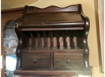 Vintage Solid Wooden Mail Organizer With Drawers