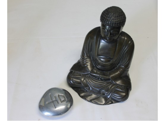 Broze Over Copper Buddha And Japanese Metal Rock