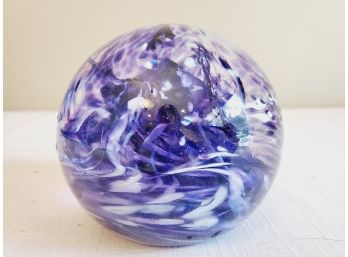 Pretty Wheaton Village Art Glass Purple Swirl Paperweight