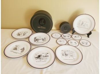 1999 The New Yorker Leo Cullum Coaster & Plate Set By Restoration Hardware
