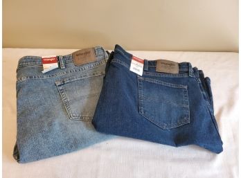 Two Pairs New With Tags Wrangler Authentics Men's Denim Shorts Size 44