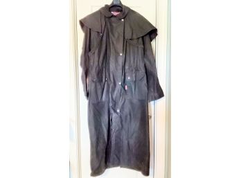 Men's Australian Outfitters Black Oilskin Long Duster Coat Size 2XL