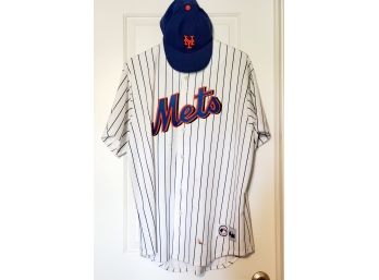 Vintage NY Mets Majestic Jersey & Ball Cap - Shirt Size XL & Hat 7 3/8