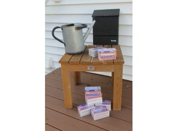 Vingli Cedar Side Table, Kenley Bat House, Boxed Matches & Galvanized Watering Can