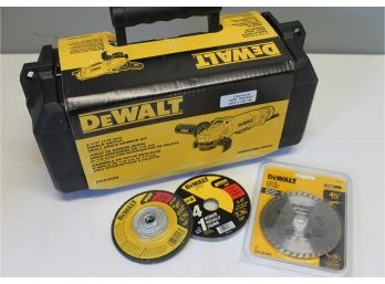 New In Box DeWalt 4.5' Paddle Switch Small Angle Grinder Kit With Accessories