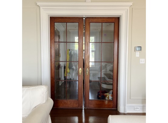 Pair Of Original 8 Lite Mahogany Pocket Doors - Foyer/LR - 1910