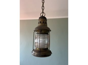 An Antique Brass Hanging Nautical Lantern - 2nd Floor -