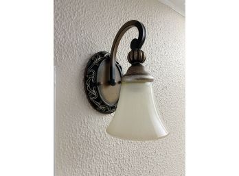 Bronze Sconce With Silver Tone Detailing - Powder Room