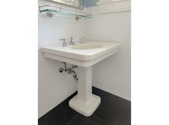 An Early 20th C Pedestal Sink By Maddocks And Sons With Kohler Faucet (bath 2-2)