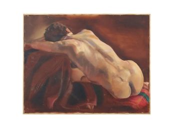 A Vintage Oil On Canvas Nude