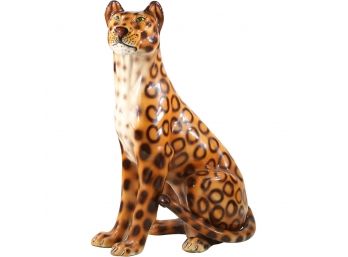 A Very Large Vintage Ceramic Leopard Statue