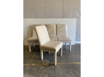 A Set Of 4 Upholstered Parsons Dining Chairs