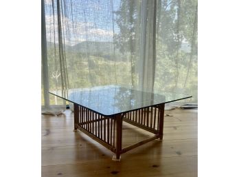 A Glass Topped Bamboo Coffee Table