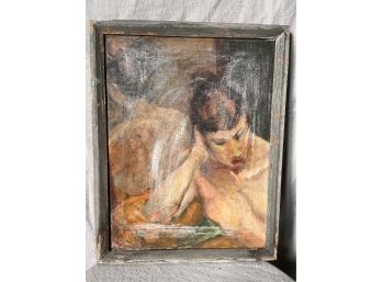 An Acrylic On Canvas Portrait Of A Woman Framed
