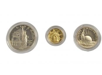 1986 United States Liberty Coin Set .900 Gold .900 Silver .33 Copper ($5.00 GOLD COIN, HALF DOLLAR SILVER COIN