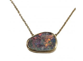 14K/18K Doublet  Opal Necklace Designed By Renound Jeweler DEVON Of NJ 18K Bezel And 14k Chain