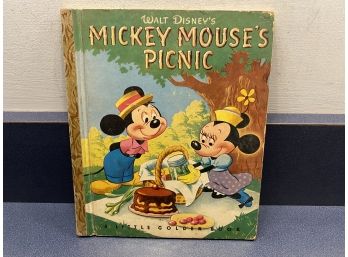 Mickey Mouse's Picnic. Wonderfully Illustrated Vintage Children's Hard Cover A Little Golden Book. 1950.