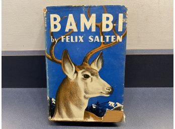 Bambi. By Felix Salten. 293 Page Illustrated Hard Cover Book In Dust Jacket. 1929 Early Edition Pre-Disney.