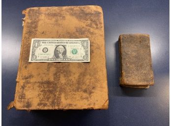 Huge 1814 The Holy Bible. Old And New Testaments. Leather Bound Illustrated Hard Cover Book Plus 2nd Book.
