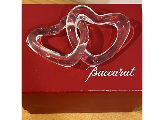 Iconic Baccarat Entwined Clear Crystal Hearts - Perfect Condition In Original Packaging