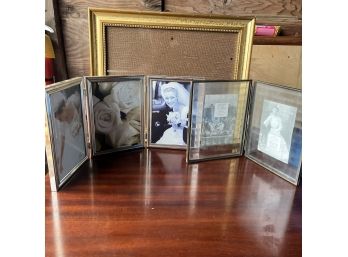 A Group Of Table Top Frames - Silver-plate, Glass And Gilt Wood