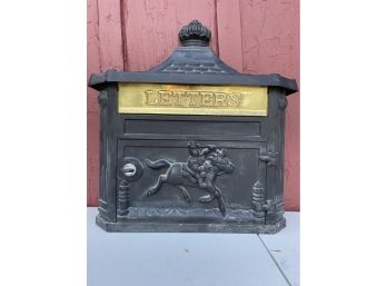 A Retro European Style Mailbox - With Key - Painted Stainless Steel With A Large Post Slot